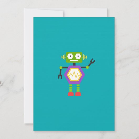Robots Birthday Invitation Boys Colorful Robot Kaart (Achterkant)