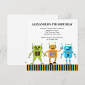 Robots Birthday Party Invitation Kaart (Voorkant / Achterkant)
