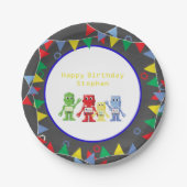 Robots Birthday party Paper borden - Gepersonalise Papieren Bordje (Voorkant)
