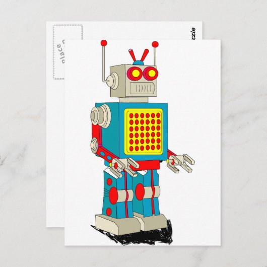 Robots cartoon briefkaart (Voorkant / Achterkant)
