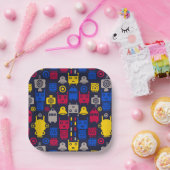 Robots Cartoon Pattern Papieren Bordje (Feest)