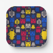 Robots Cartoon Pattern Papieren Bordje (Voorkant)