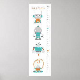 Robots Childrens Custom Growth Height Chart - Art Poster