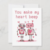 Robot's doen mijn hart op Valentijn kloppen Kaart (Voorkant)