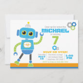 Robots en Bolts Blue en Green Birthday Kaart (Voorkant)