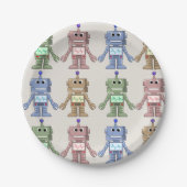 Robots en Gears Party Borden Papieren Bordje (Voorkant)
