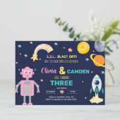 Robots en raketbeschietingen voor de ruimte. kaart (Staand voorkant)