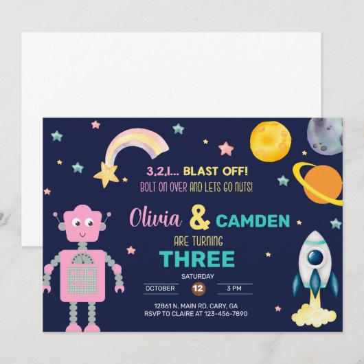 Robots en raketbeschietingen voor de ruimte. kaart (Voorkant / Achterkant)