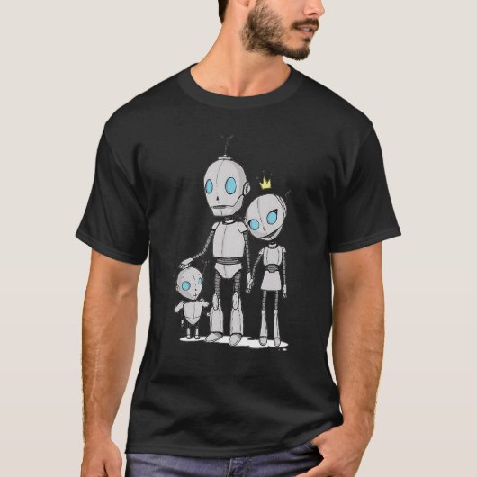 Robots Familie Papa Mam Kind Bot Droid Speelgoed R T-shirt (Voorkant)