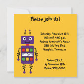 Robots Gepersonaliseerd 'Birthday'-uitnodigingen Kaart (Achterkant)