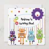 Robots Gepersonaliseerd 'Birthday'-uitnodigingen Kaart (Voorkant)