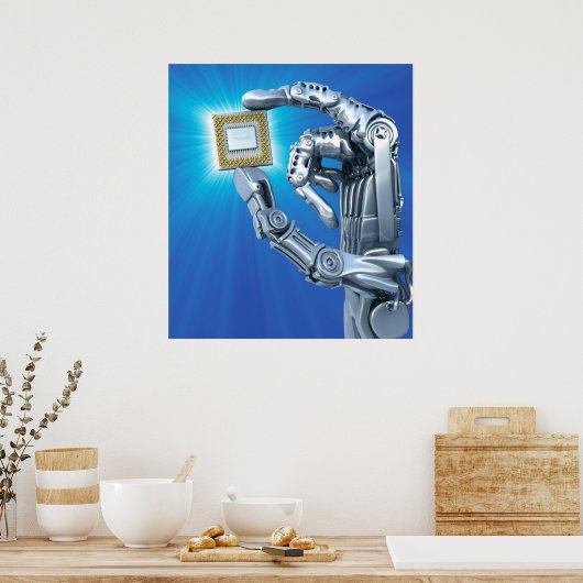 Robots hand met CPU Poster (Keuken)