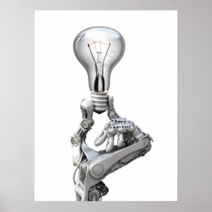 Robots hand met lamp poster