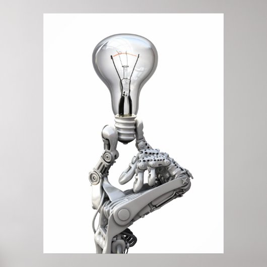 Robots hand met lamp poster (Voorkant)