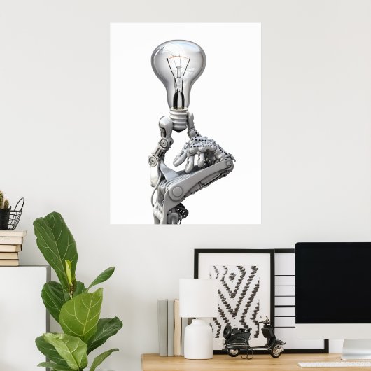 Robots hand met lamp poster (Thuiskantoor)