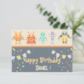 Robots Happy Birthday Wenskaart Kaart (Staand voorkant)