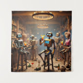robots having fun in a bar wandkleed (Voorkant)