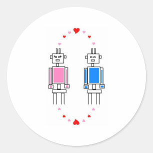 Robots houden van ronde sticker
