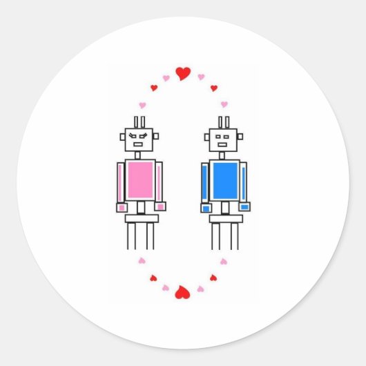 Robots houden van ronde sticker (Voorkant)