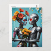 Robots in liefde briefkaart (Voorkant / Achterkant)