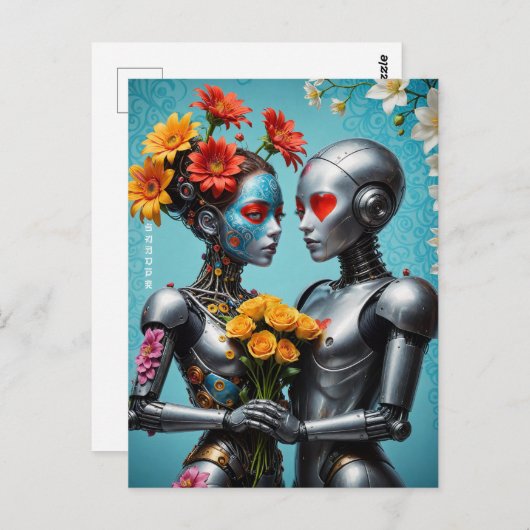 Robots in liefde briefkaart (Voorkant / Achterkant)