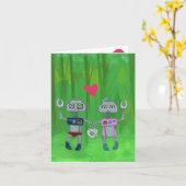 Robots in Liefde Wenskaart Kaart (Gele Bloem)