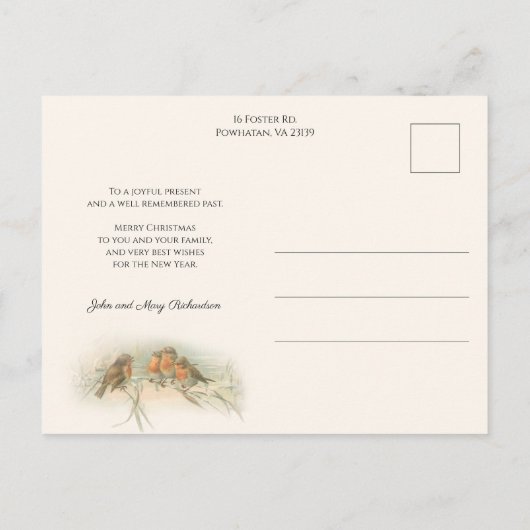 robots in sneeuw met kerstcadeautjes briefkaart (Achterkant)