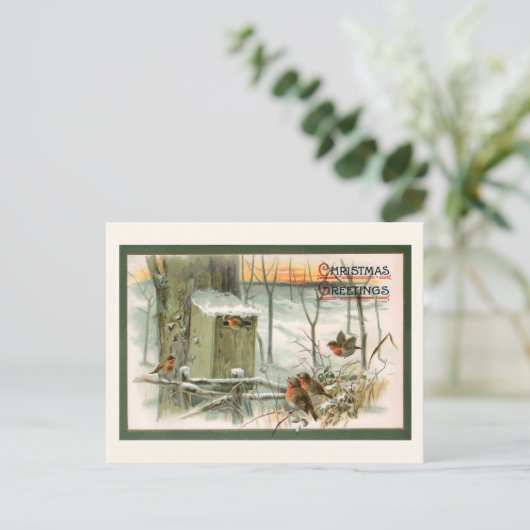  robots in sneeuw met kerstcadeautjes briefkaart (Staand voorkant)