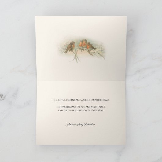  robots in sneeuw met kerstcadeautjes feestdagen kaart (Binnen)