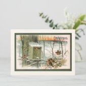 robots in sneeuw met kerstcadeautjes feestdagenkaart (Staand voorkant)