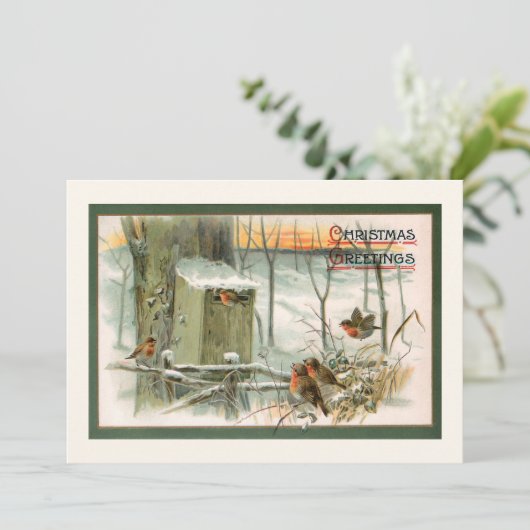 robots in sneeuw met kerstcadeautjes feestdagenkaart (Staand voorkant)