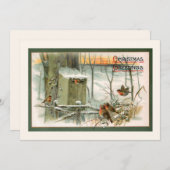 robots in sneeuw met kerstcadeautjes feestdagenkaart (Voorkant / Achterkant)