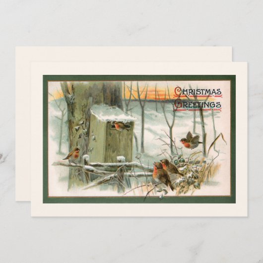 robots in sneeuw met kerstcadeautjes feestdagenkaart (Voorkant / Achterkant)