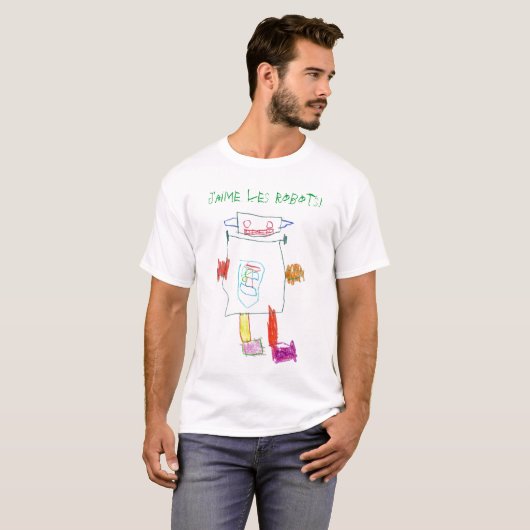 Robots, J'aime les robots. T-shirt (Voorkant volledig)