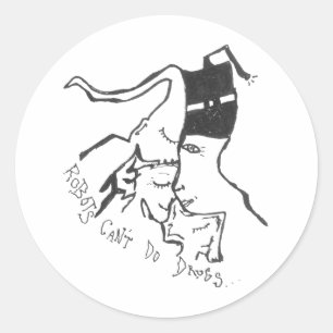 Robots kunnen geen drugsticker doen ronde sticker