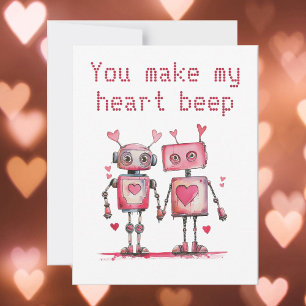 Robots Maken Mijn Hart Slaan Valentijnsdag Kaart
