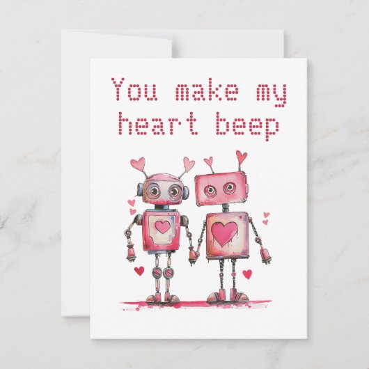 Robots maken mijn hart sneller op Valentijnsdag Kaart (Voorkant)