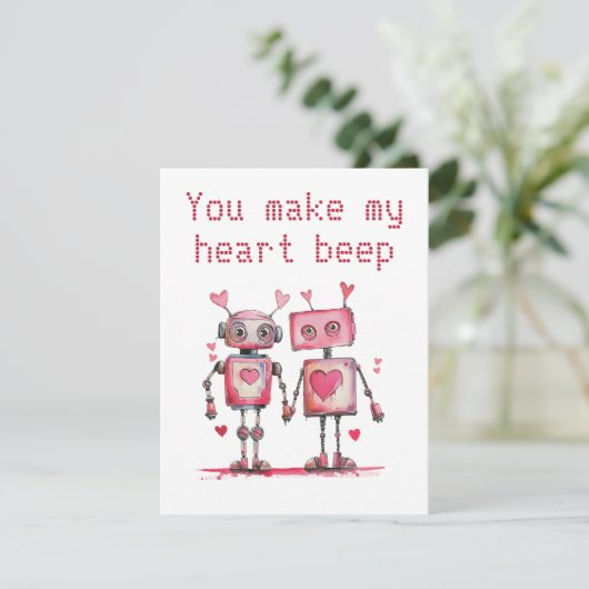 Robots maken mijn hart sneller op Valentijnsdag Kaart (Staand voorkant)
