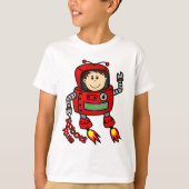 robots met rode robot t-shirt (Voorkant)