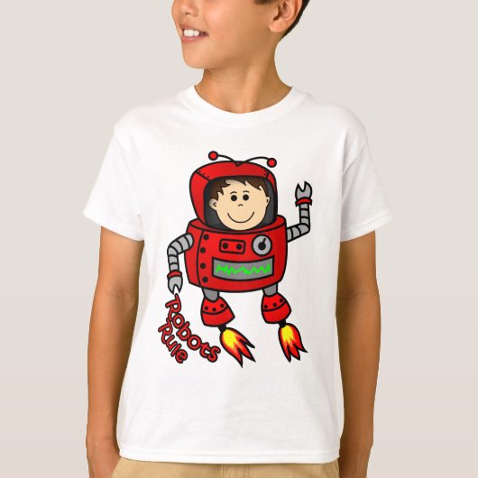 robots met rode robot t-shirt (Voorkant)