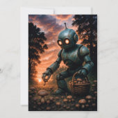 Robots oogsten paddenstoelen en plukken Rozen Kaart (Voorkant)