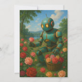 Robots oogsten paddenstoelen en plukken Rozen Kaart (Achterkant)