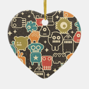 Robots op bruin keramisch ornament