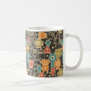 Robots op bruin koffiemok