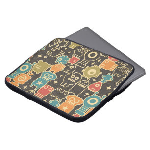 Robots op bruin laptop sleeve