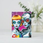 Robots Rainbow Heart Briefkaart (Staand voorkant)