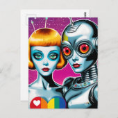 Robots Rainbow Heart Briefkaart (Voorkant / Achterkant)