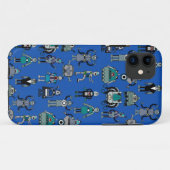 Robots. robots van geek op blauw Case-Mate iPhone case (Achterkant (horizontaal))