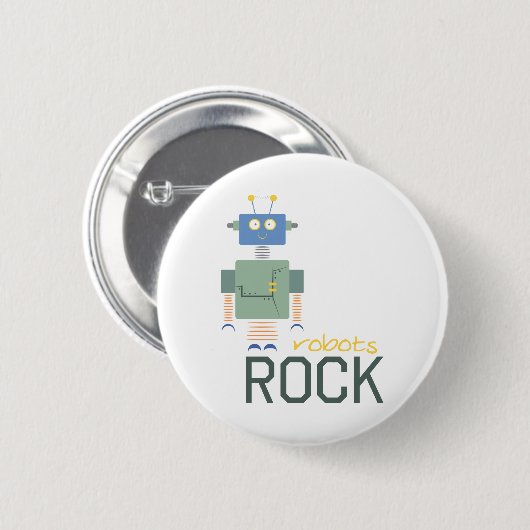 Robots Rock Ronde Button 5,7 Cm (Voorkant /achterkant)