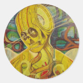 robots ronde sticker (Voorkant)